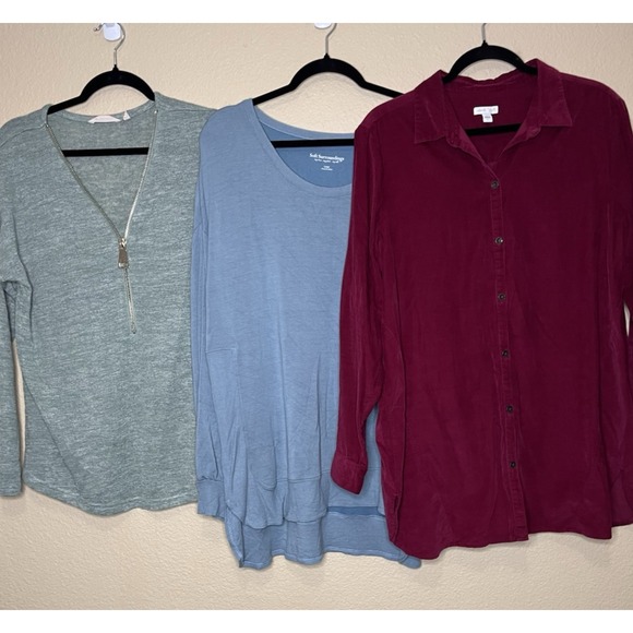 SOFT SURROUNDINGS J Jill Tunic Shirt Bundle Red Blue Green LARGE - Picture 1 of 15